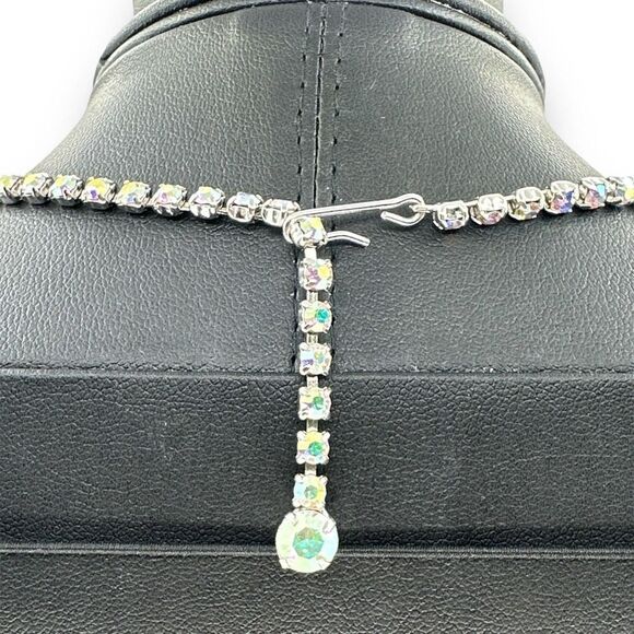 Rhinestone Colorful Floral Designs Choker Necklace Hook Clasp by David's Bridal - Picture 4 of 9